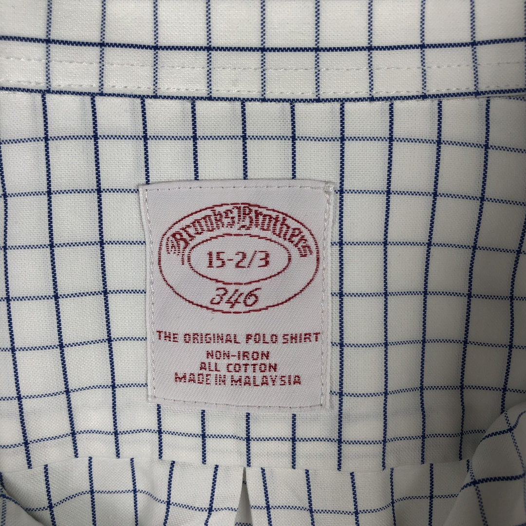 Brooks Brothers 346 Long Sleeve Button-Down Check Shirt, Men's Size L cotton white type Vintage Second Hand