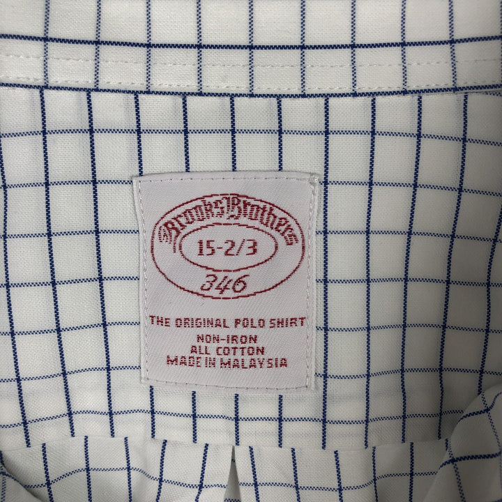 Brooks Brothers 346 Long Sleeve Button-Down Check Shirt, Men's Size L cotton white type Vintage Second Hand