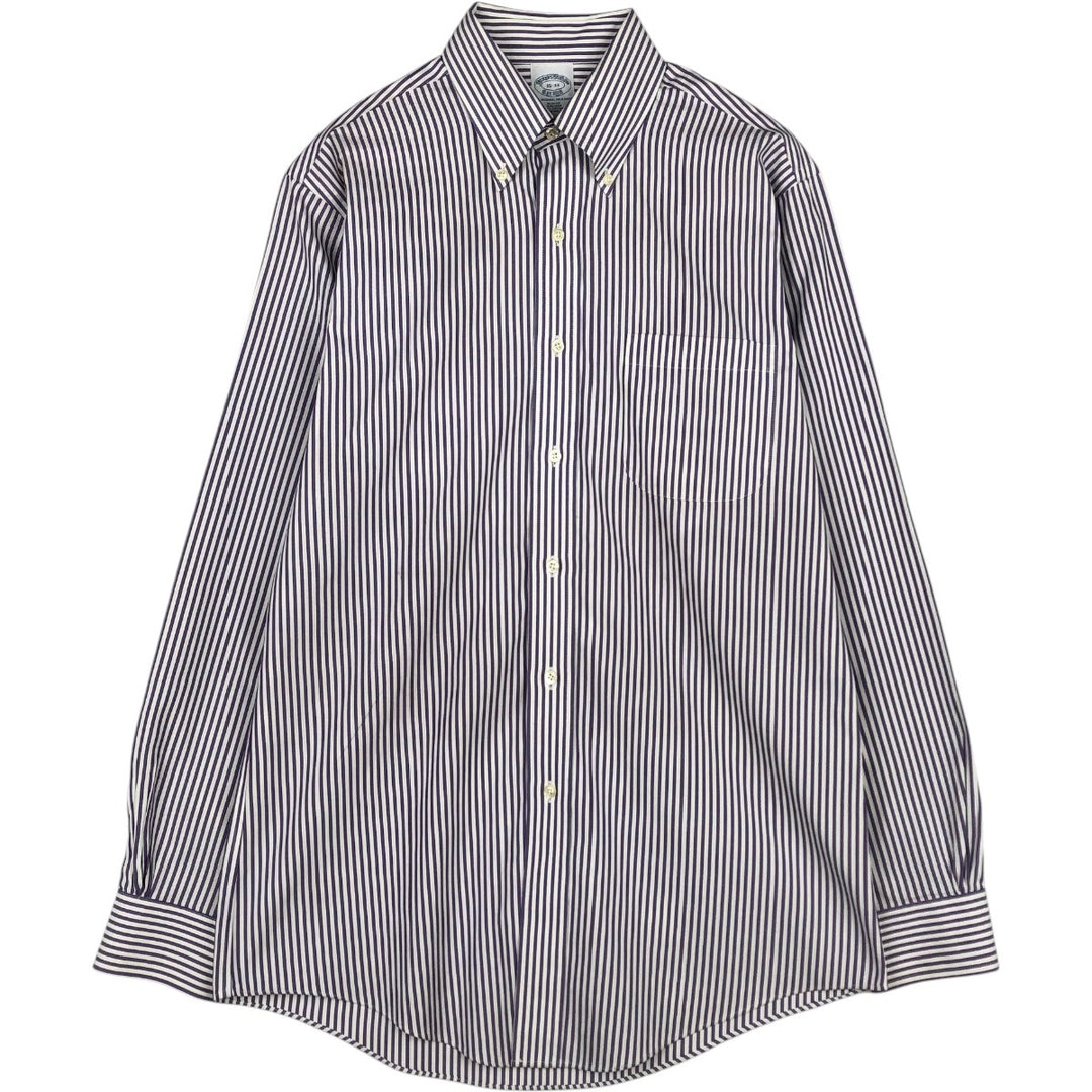 Brooks Brothers Est.1818 Long Sleeve Button-Down Striped Shirt, Men's M Size cotton white type Vintage Second Hand
