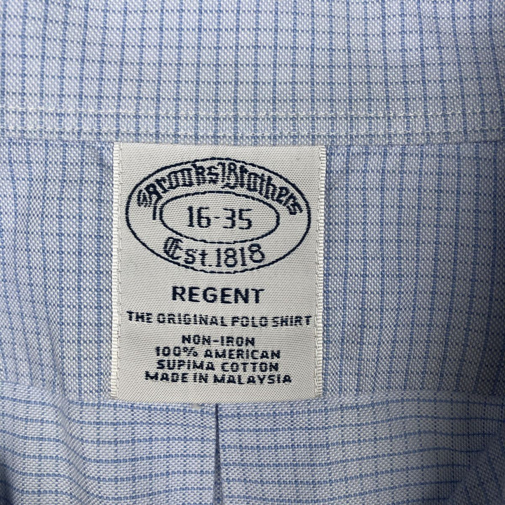 Brooks Brothers REGENT Long-Sleeve Button-Down Check Shirt, Men's Size L (approx.) cotton Blue type light blue Vintage Second Hand