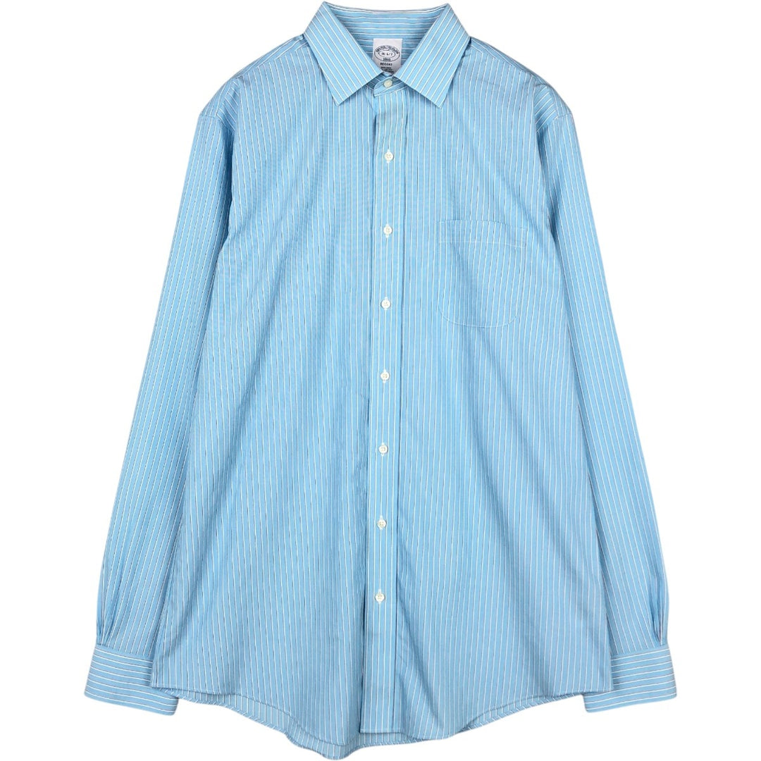 Brooks Brothers REGENT Long-Sleeve Cotton Stripe Shirt, Men's Size L (approx.) cotton blue type Vintage Second Hand
