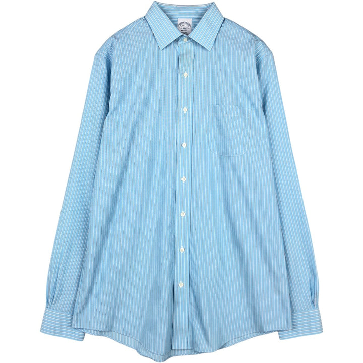 Brooks Brothers REGENT Long-Sleeve Cotton Stripe Shirt, Men's Size L (approx.) cotton blue type Vintage Second Hand