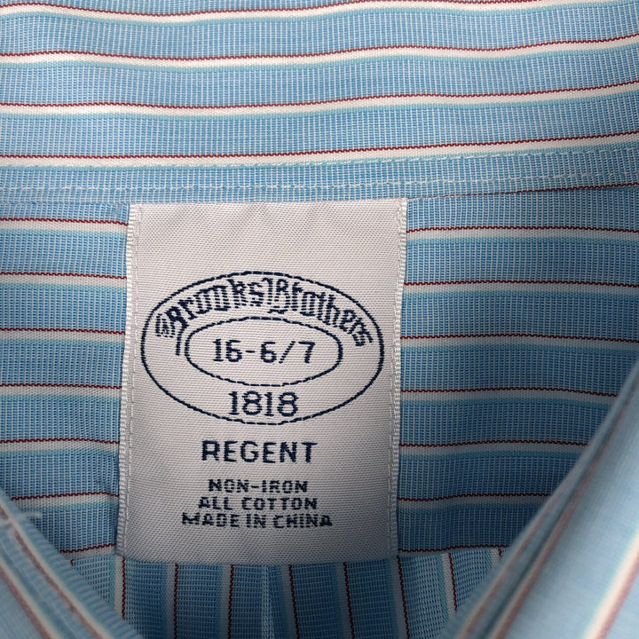 Brooks Brothers REGENT Long-Sleeve Cotton Stripe Shirt, Men's Size L (approx.) cotton blue type Vintage Second Hand