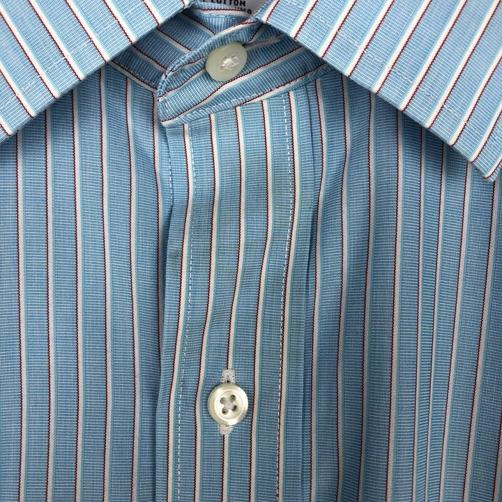 Brooks Brothers REGENT Long-Sleeve Cotton Stripe Shirt, Men's Size L (approx.) cotton blue type Vintage Second Hand