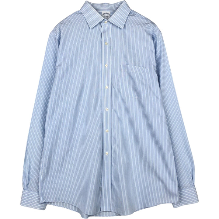 Brooks Brothers REGENT Long-Sleeve Cotton Stripe Shirt, Men's Size L (approx.) cotton Blue type light blue Vintage Second Hand