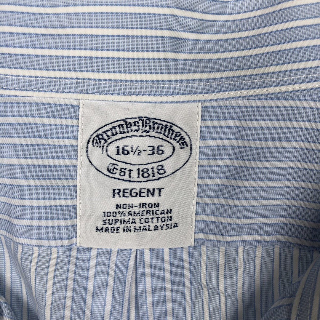 Brooks Brothers REGENT Long-Sleeve Cotton Stripe Shirt, Men's Size L (approx.) cotton Blue type light blue Vintage Second Hand