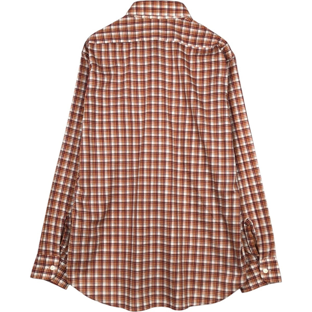 1970'S Levi's Regular Fit Long-Sleeve Cotton Check Shirt, Made in USA, Men's Size L (Equivalent), Vintage cotton orange type Vintage Second Hand