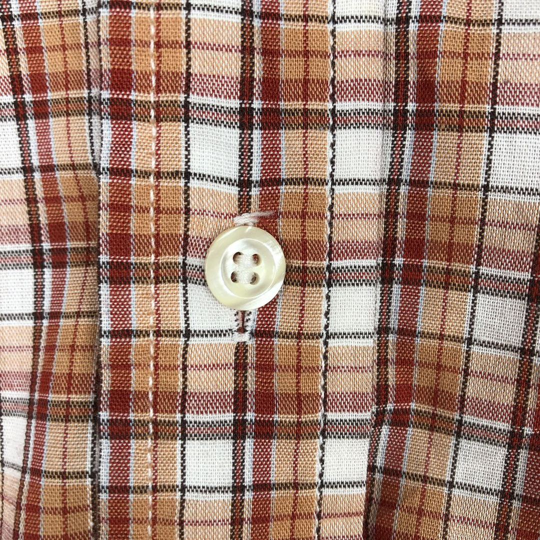 1970'S Levi's Regular Fit Long-Sleeve Cotton Check Shirt, Made in USA, Men's Size L (Equivalent), Vintage cotton orange type Vintage Second Hand