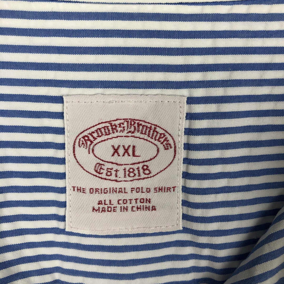 Brooks Brothers Est.1818 Seersucker Long-Sleeve Button-Down Striped Shirt, Men's Size XXL (approx.) cotton blue type Vintage Second Hand