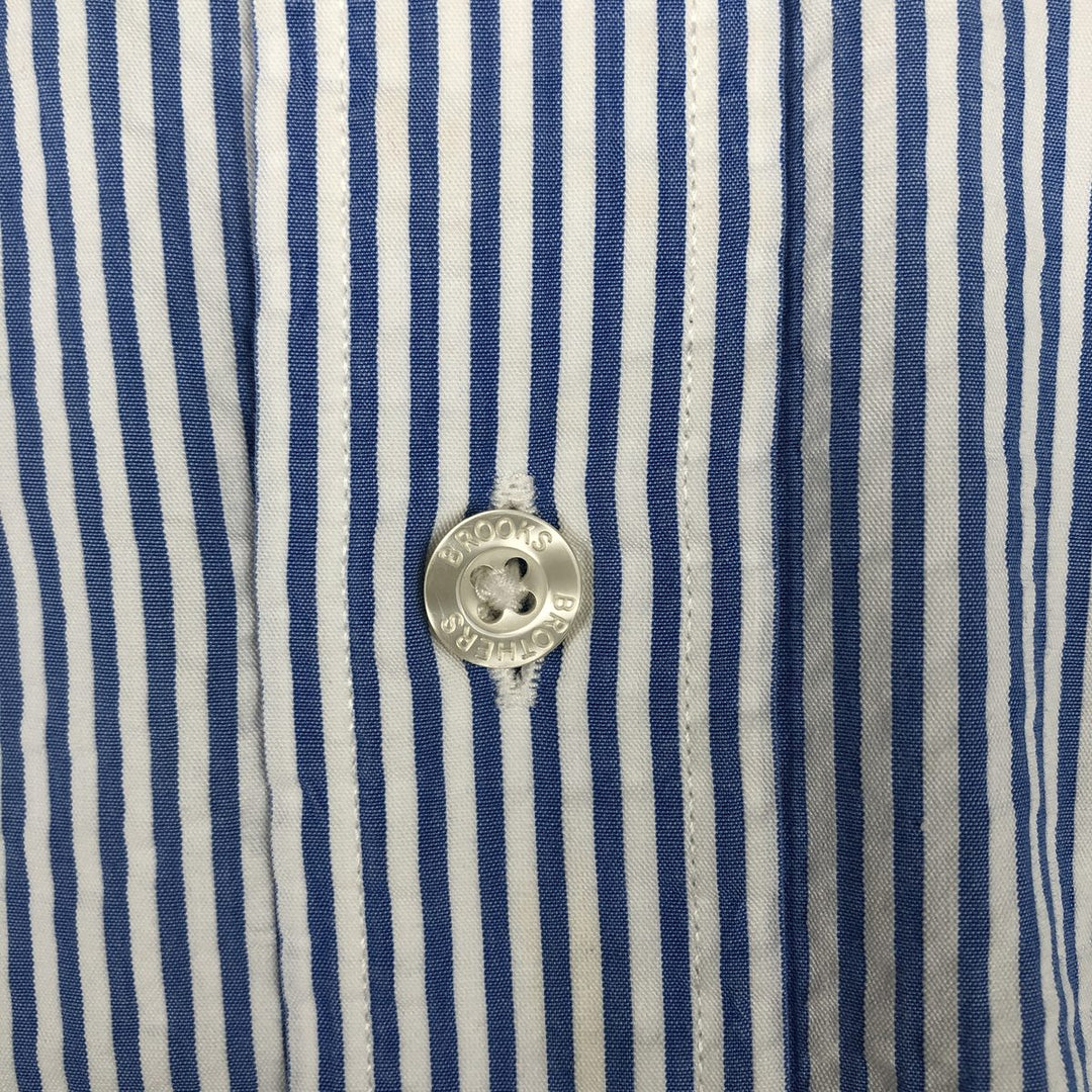 Brooks Brothers Est.1818 Seersucker Long-Sleeve Button-Down Striped Shirt, Men's Size XXL (approx.) cotton blue type Vintage Second Hand