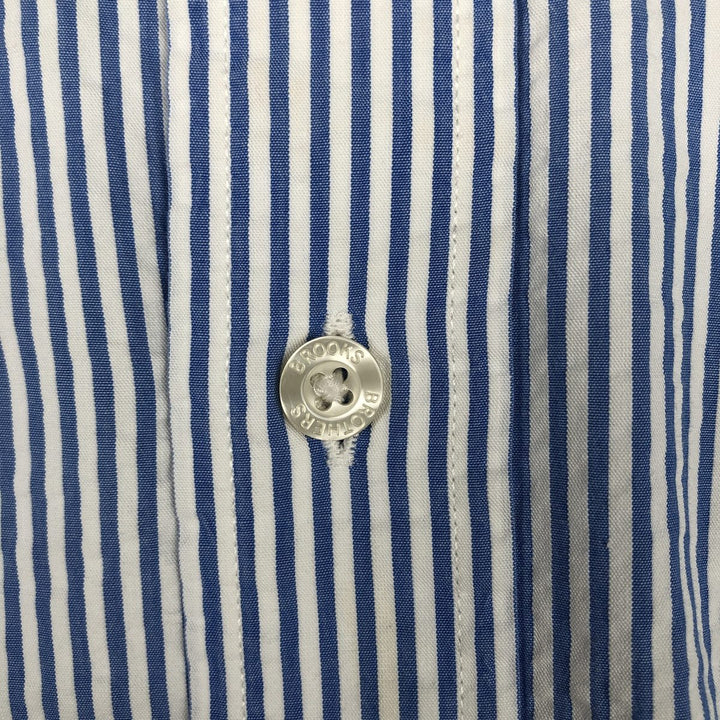 Brooks Brothers Est.1818 Seersucker Long-Sleeve Button-Down Striped Shirt, Men's Size XXL (approx.) cotton blue type Vintage Second Hand