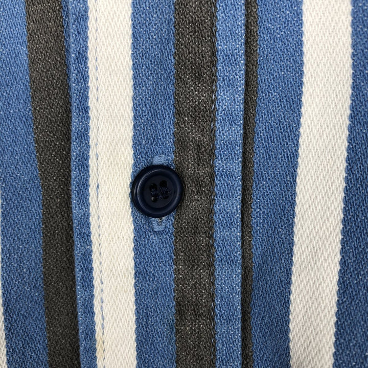 90'S Wrangler Regular Fit Long-Sleeve Button-Down Striped Shirt, Men's Size XL (approx.) unclear blue type Vintage Second Hand