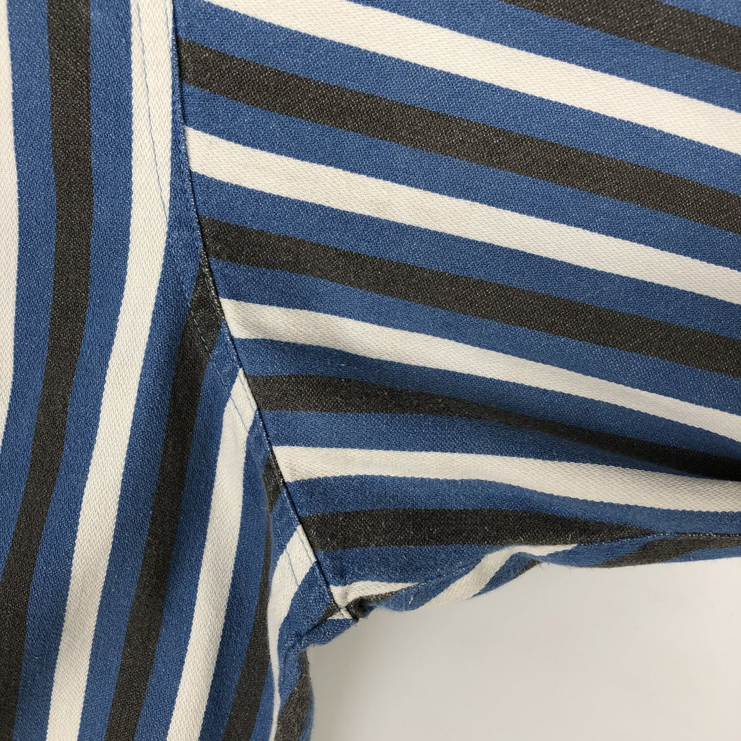 90'S Wrangler Regular Fit Long-Sleeve Button-Down Striped Shirt, Men's Size XL (approx.) unclear blue type Vintage Second Hand