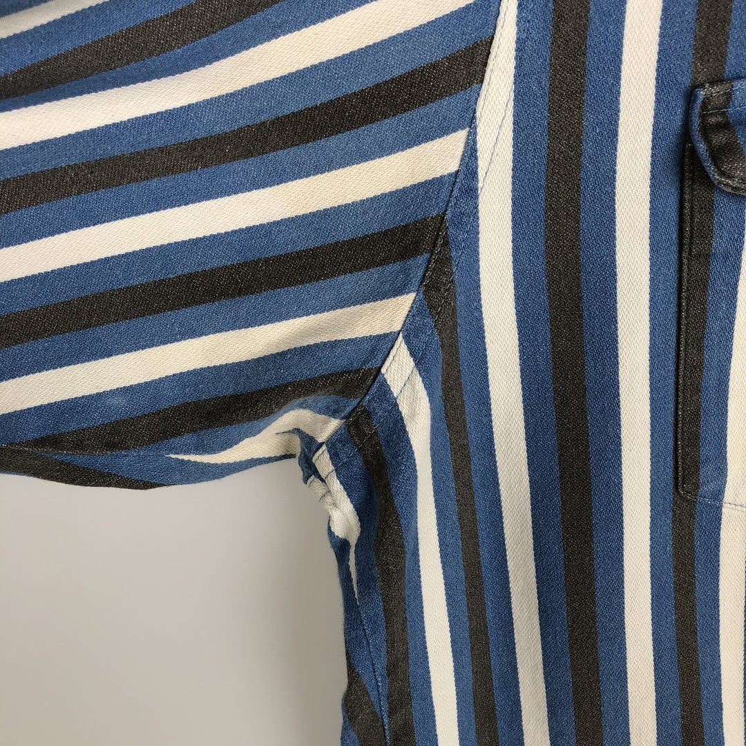 90'S Wrangler Regular Fit Long-Sleeve Button-Down Striped Shirt, Men's Size XL (approx.) unclear blue type Vintage Second Hand