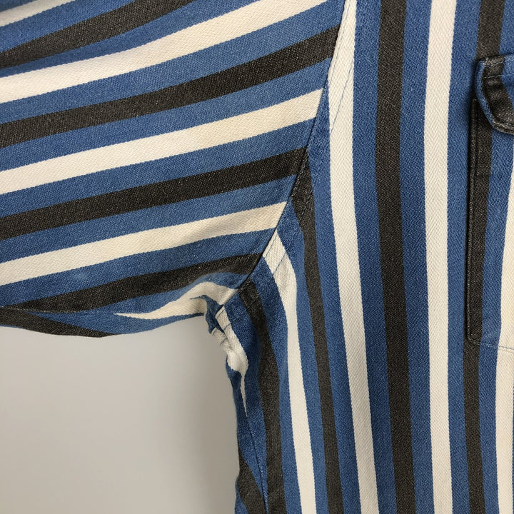 90'S Wrangler Regular Fit Long-Sleeve Button-Down Striped Shirt, Men's Size XL (approx.) unclear blue type Vintage Second Hand