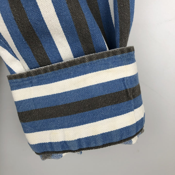 90'S Wrangler Regular Fit Long-Sleeve Button-Down Striped Shirt, Men's Size XL (approx.) unclear blue type Vintage Second Hand