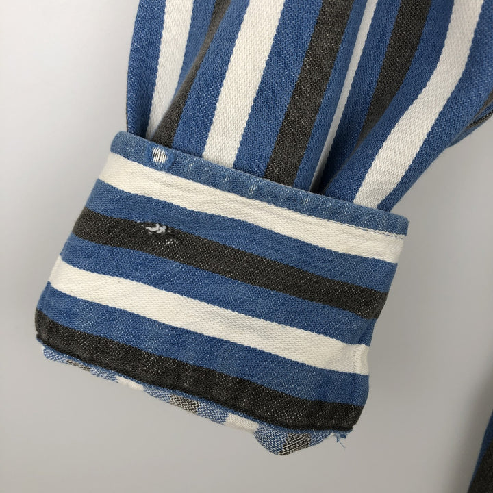 90'S Wrangler Regular Fit Long-Sleeve Button-Down Striped Shirt, Men's Size XL (approx.) unclear blue type Vintage Second Hand