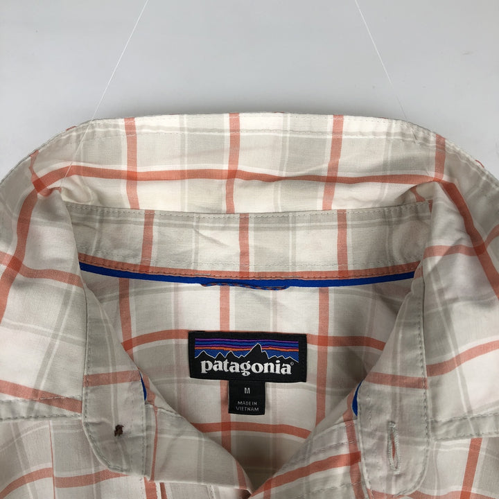 Patagonia 52181SP19 Long-Sleeve Cotton Check Shirt, Men's Size M (approx.) Organic cotton white type Vintage Second Hand