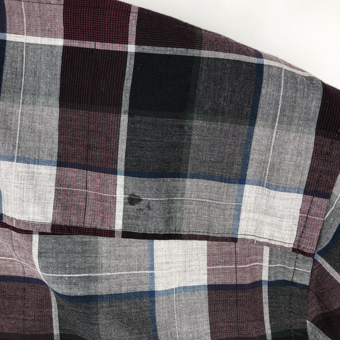 90s-00'S Calvin Klein long-sleeved cotton check shirt, men's size L (approx.) cotton burgundy type Vintage Second Hand