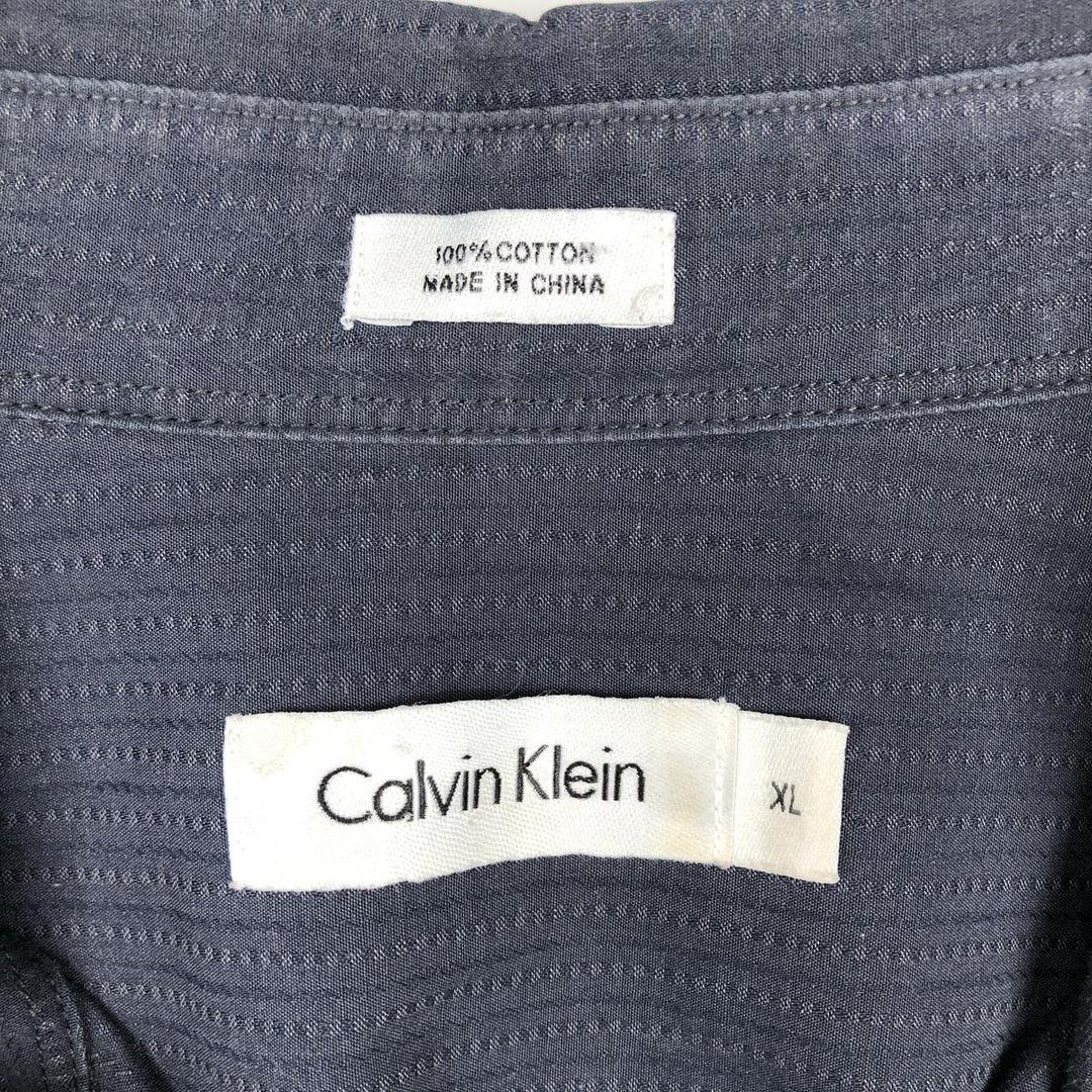 Calvin Klein long-sleeved cotton striped shirt, men's size XL cotton Charcoal Vintage Second Hand