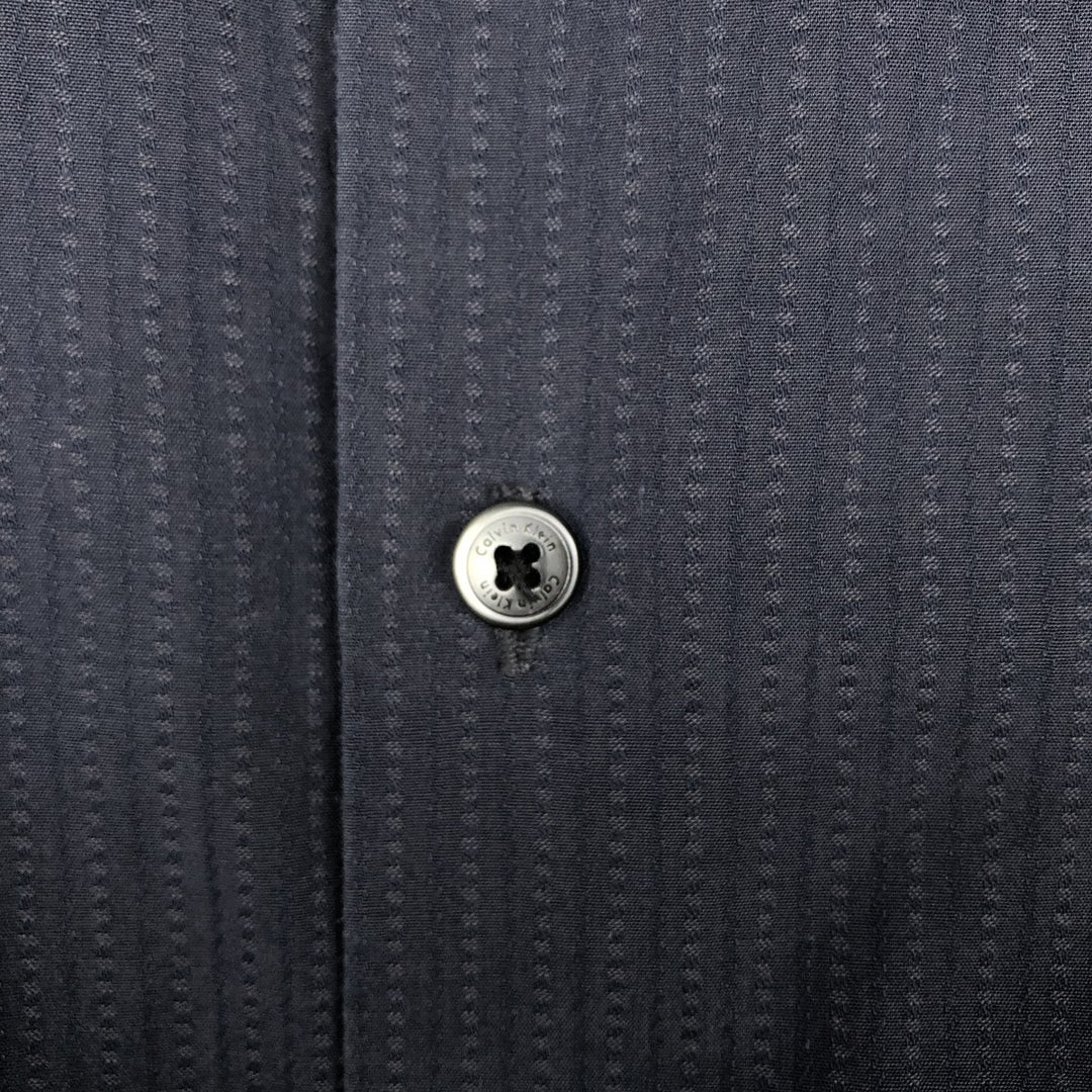 Calvin Klein long-sleeved cotton striped shirt, men's size XL cotton Charcoal Vintage Second Hand
