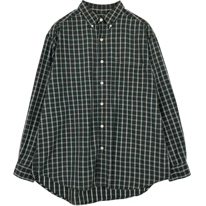 Eddie Bauer Long Sleeve Button-Down Check Shirt, Men's Size M cotton dark green Vintage Second Hand