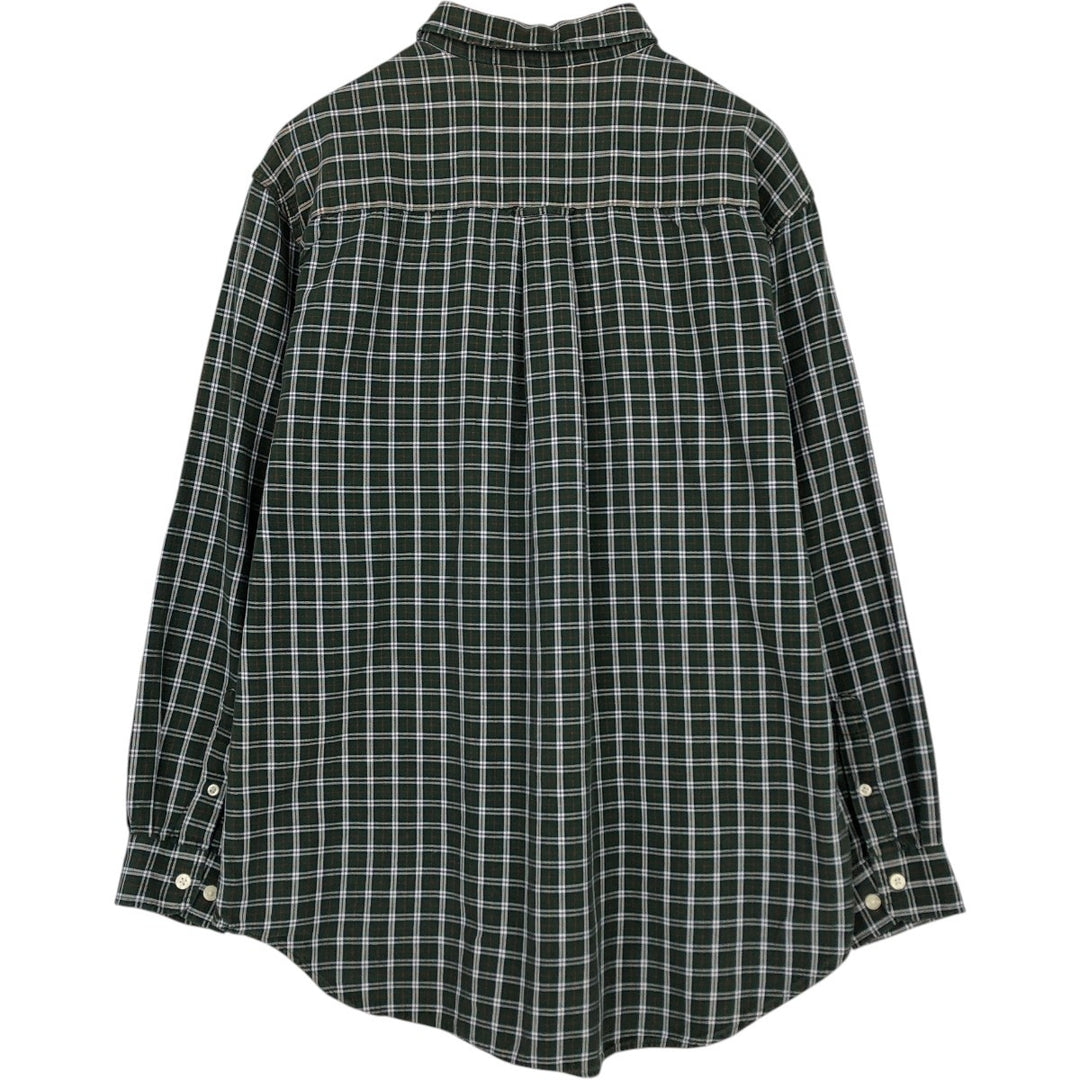 Eddie Bauer Long Sleeve Button-Down Check Shirt, Men's Size M cotton dark green Vintage Second Hand