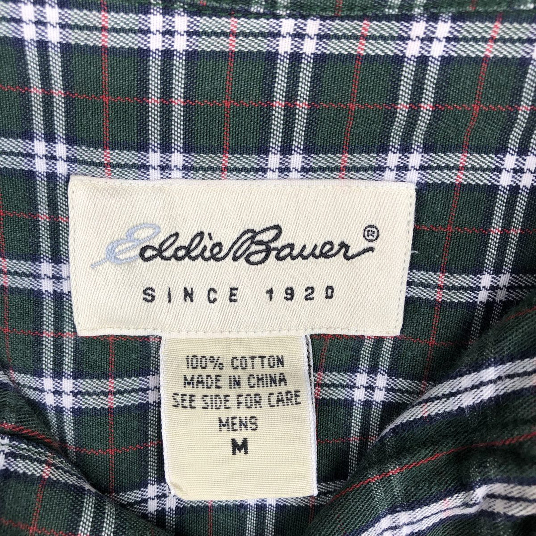 Eddie Bauer Long Sleeve Button-Down Check Shirt, Men's Size M cotton dark green Vintage Second Hand
