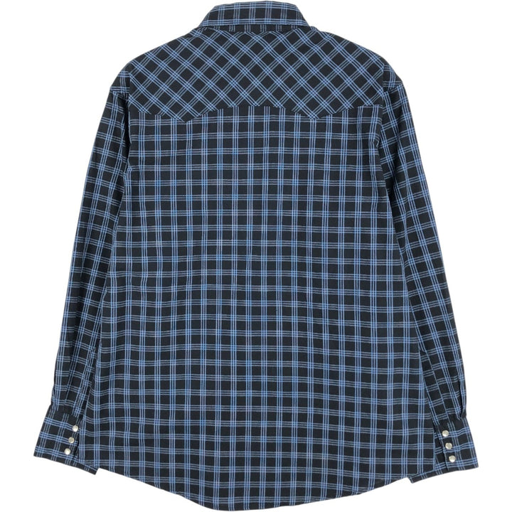 Wrangler WRANCHER SHIRTS Check Pattern Long Sleeve Western Shirt Men's XL (approx.) unclear blue type Vintage Second Hand