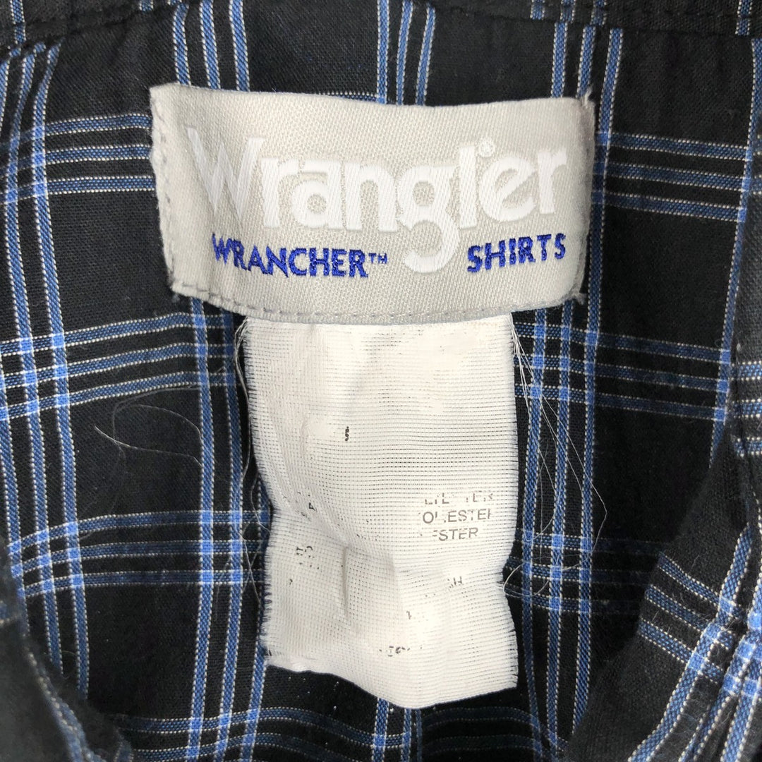 Wrangler WRANCHER SHIRTS Check Pattern Long Sleeve Western Shirt Men's XL (approx.) unclear blue type Vintage Second Hand