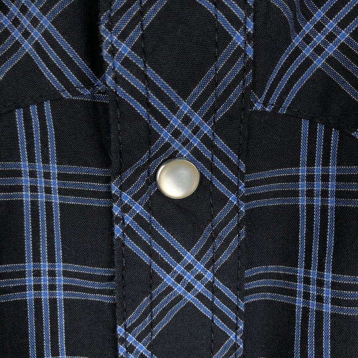 Wrangler WRANCHER SHIRTS Check Pattern Long Sleeve Western Shirt Men's XL (approx.) unclear blue type Vintage Second Hand