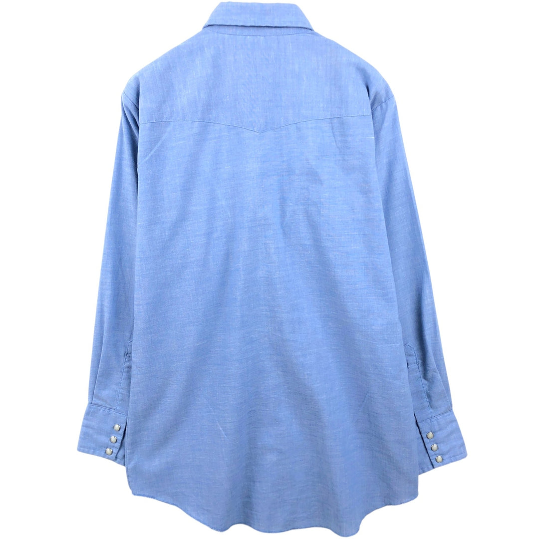 ~1980'S DEE CEE Long-Sleeve Western Shirt, Made in USA, Men's Size M (approx.), Vintage unclear blue type Vintage Second Hand