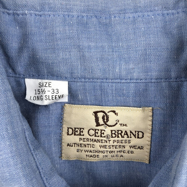~1980'S DEE CEE Long-Sleeve Western Shirt, Made in USA, Men's Size M (approx.), Vintage unclear blue type Vintage Second Hand