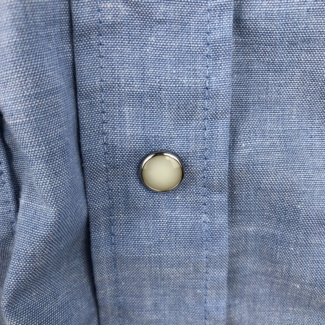 ~1980'S DEE CEE Long-Sleeve Western Shirt, Made in USA, Men's Size M (approx.), Vintage unclear blue type Vintage Second Hand