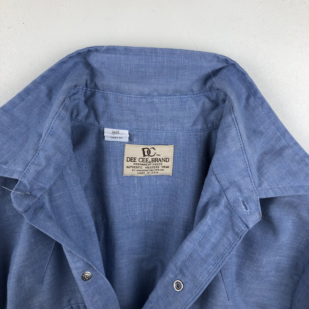 ~1980'S DEE CEE Long-Sleeve Western Shirt, Made in USA, Men's Size M (approx.), Vintage unclear blue type Vintage Second Hand