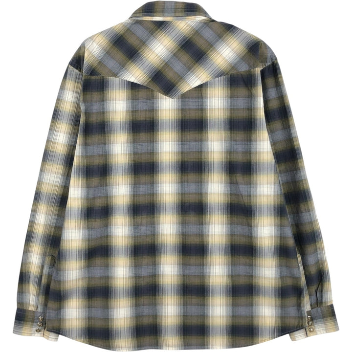 Pendleton Frontier Check Pattern Wide Collar Long Sleeve Western Shirt, Men's Size XL (approx.) cotton multicolor Vintage Second Hand
