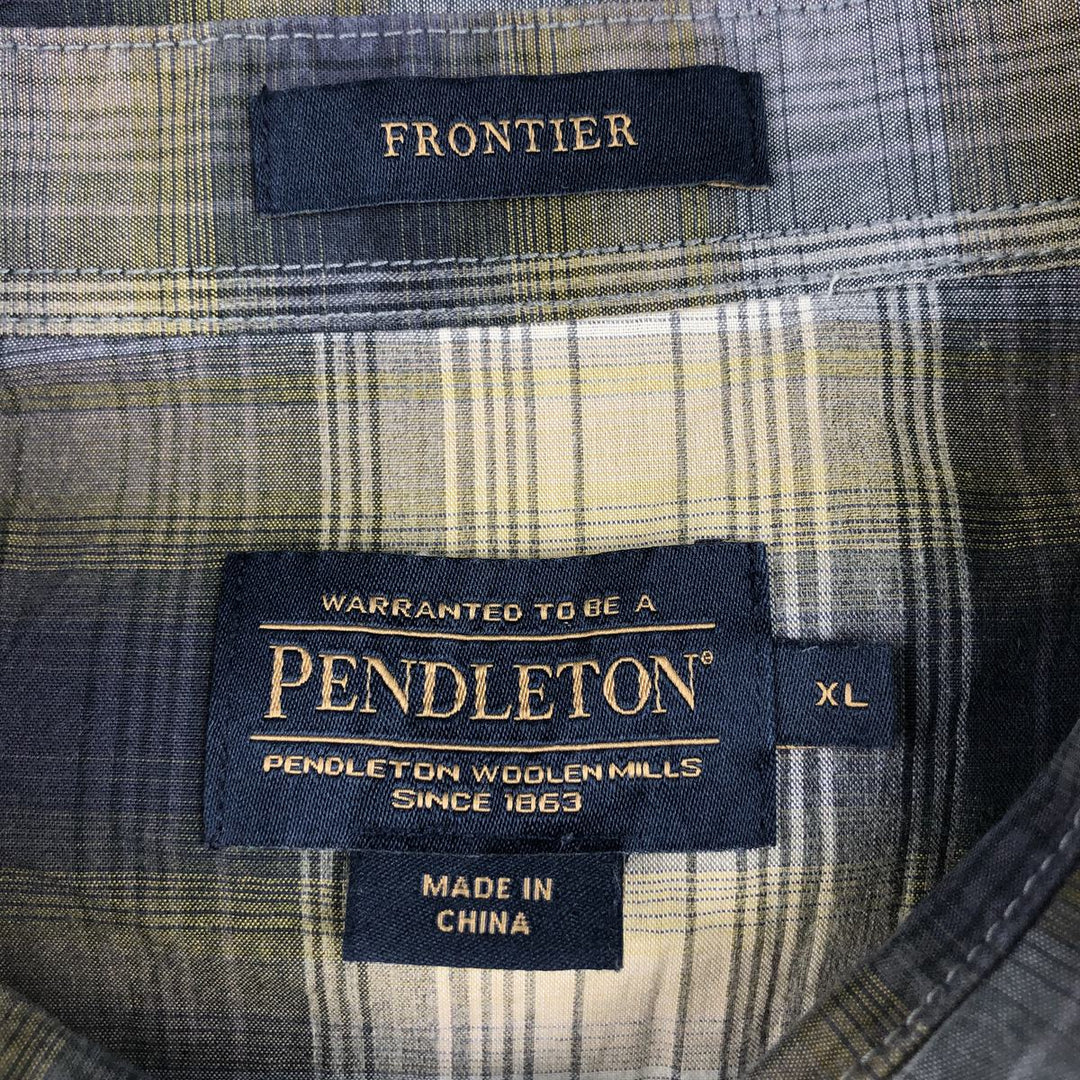 Pendleton Frontier Check Pattern Wide Collar Long Sleeve Western Shirt, Men's Size XL (approx.) cotton multicolor Vintage Second Hand