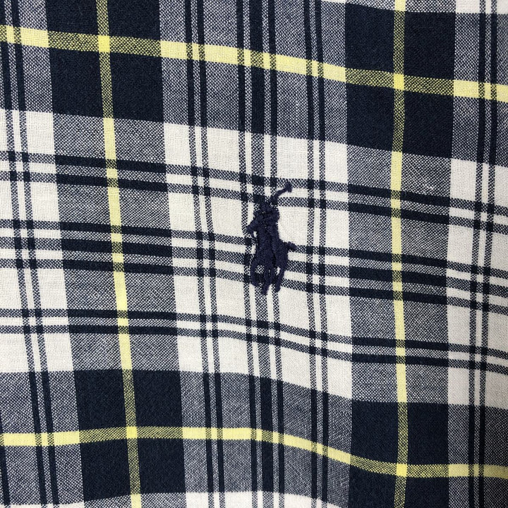 Ralph Lauren BLAIRE long sleeve button down check shirt, men's XL size cotton white type Vintage Second Hand