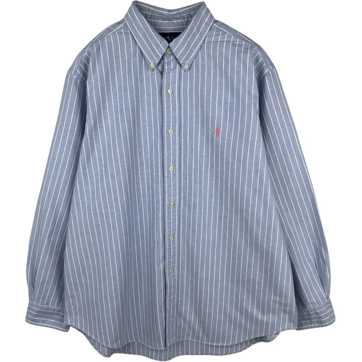 Ralph Lauren Classic Fit Long Sleeve Button Down Striped Shirt Men's XL cotton Blue type light blue Vintage Second Hand