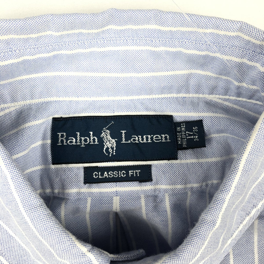 Ralph Lauren Classic Fit Long Sleeve Button Down Striped Shirt Men's XL cotton Blue type light blue Vintage Second Hand