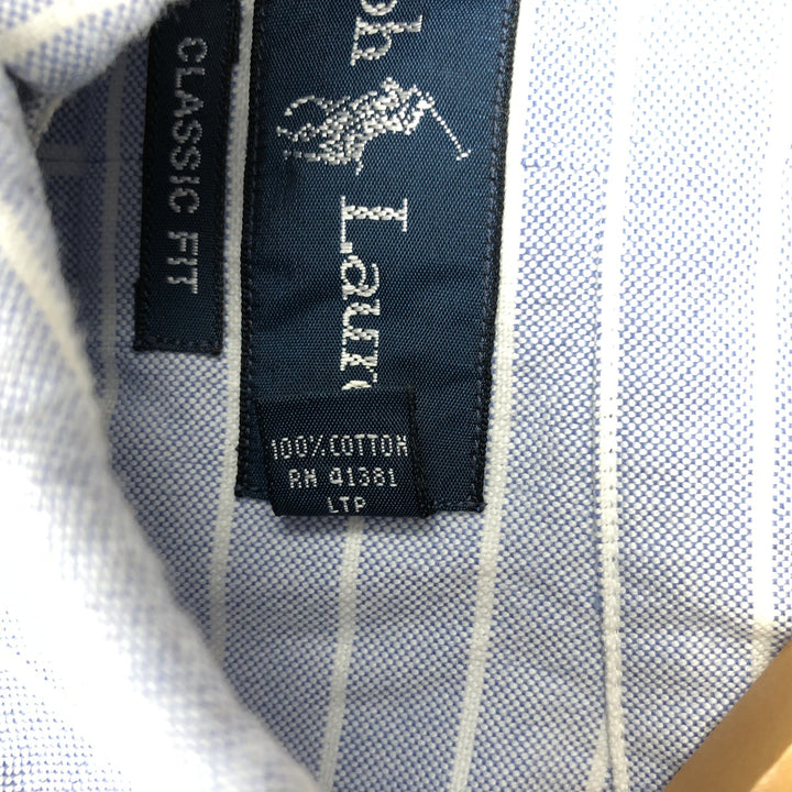 Ralph Lauren Classic Fit Long Sleeve Button Down Striped Shirt Men's XL cotton Blue type light blue Vintage Second Hand