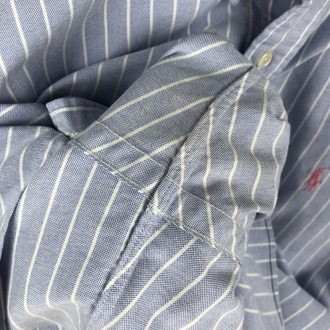 Ralph Lauren Classic Fit Long Sleeve Button Down Striped Shirt Men's XL cotton Blue type light blue Vintage Second Hand