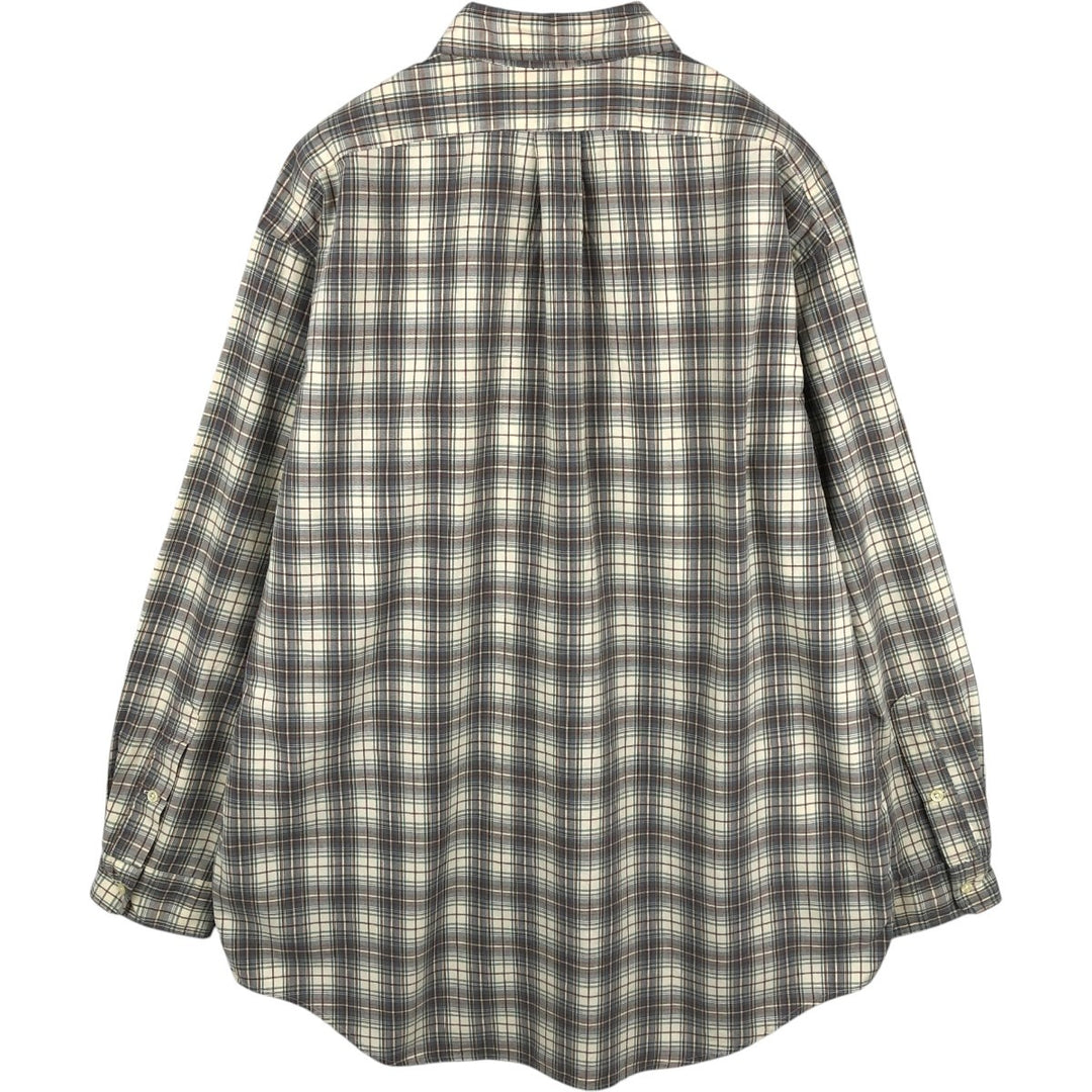 Ralph Lauren POLO by Ralph Lauren long-sleeved button-down check shirt, made in Canada, men's size L cotton Beige type Vintage Second Hand