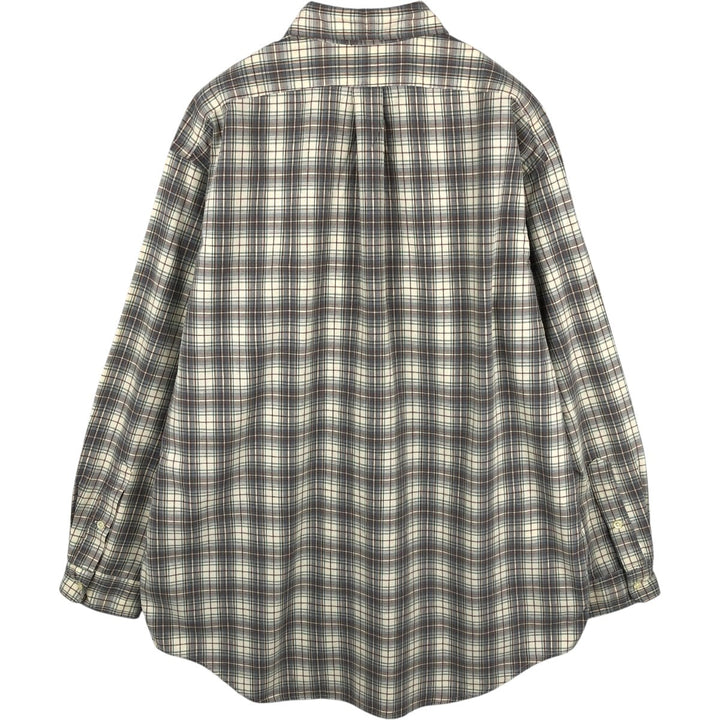 Ralph Lauren POLO by Ralph Lauren long-sleeved button-down check shirt, made in Canada, men's size L cotton Beige type Vintage Second Hand