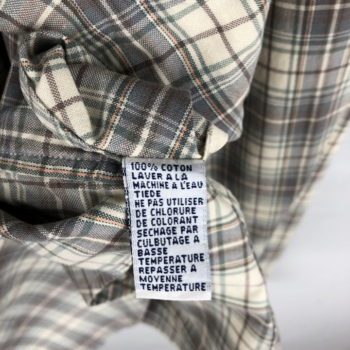 Ralph Lauren POLO by Ralph Lauren long-sleeved button-down check shirt, made in Canada, men's size L cotton Beige type Vintage Second Hand