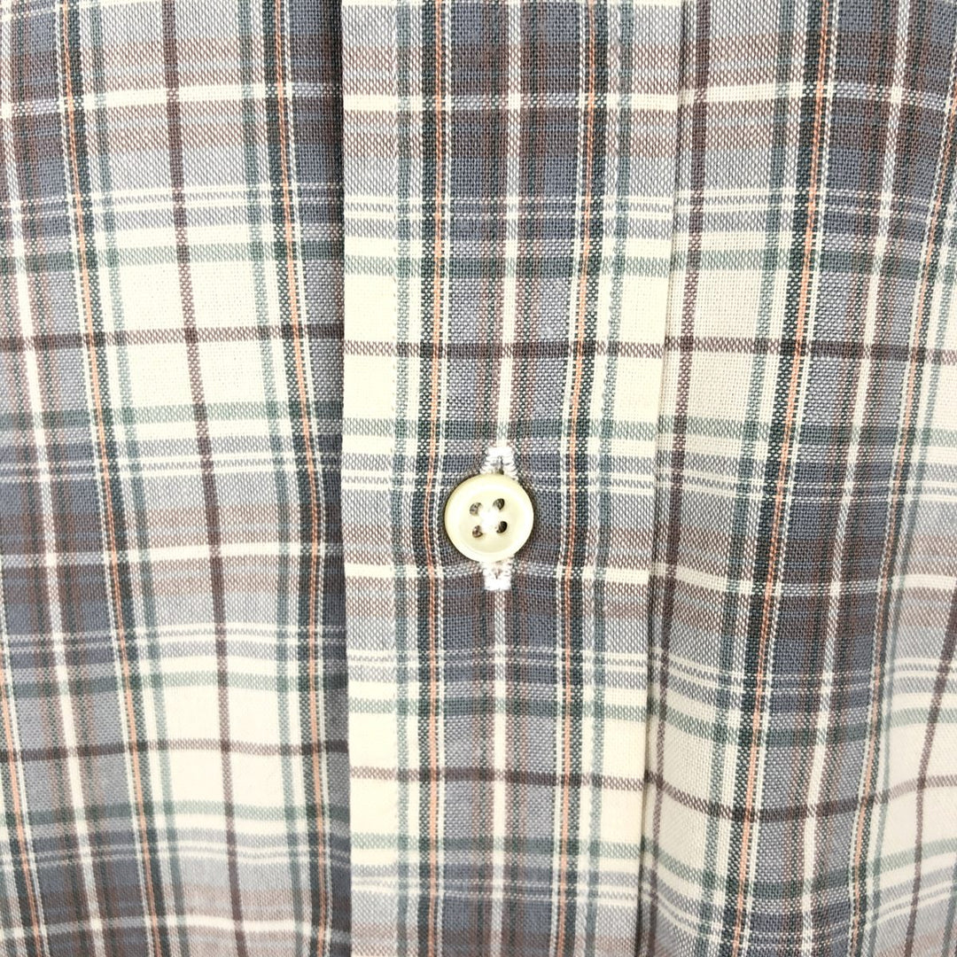 Ralph Lauren POLO by Ralph Lauren long-sleeved button-down check shirt, made in Canada, men's size L cotton Beige type Vintage Second Hand
