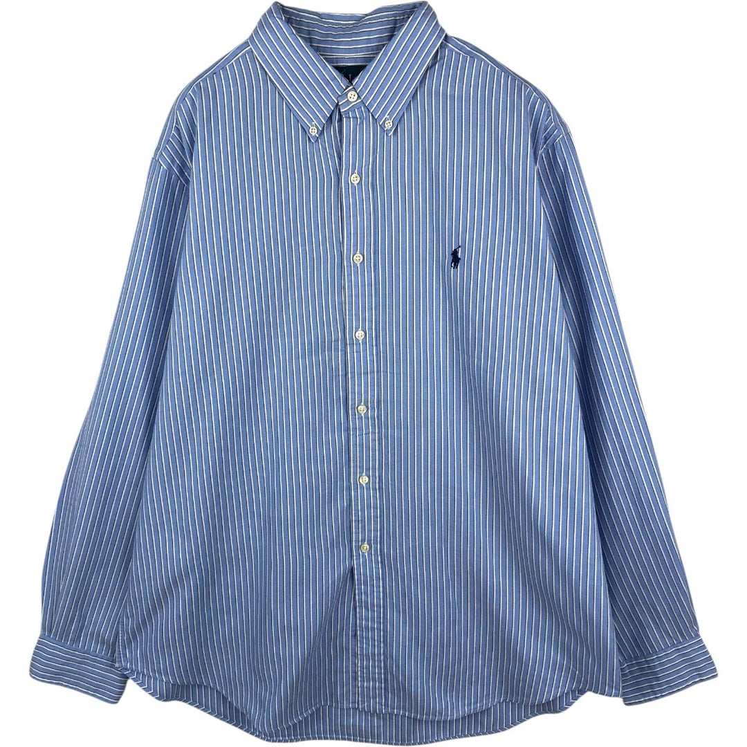 Ralph Lauren Classic Fit Long Sleeve Button Down Striped Shirt Men's XL cotton Blue type light blue Vintage Second Hand