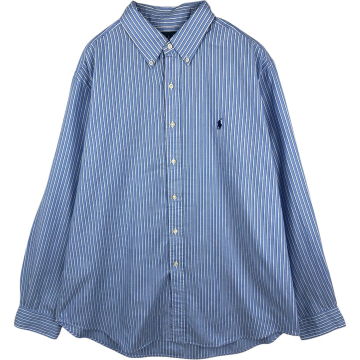 Ralph Lauren Classic Fit Long Sleeve Button Down Striped Shirt Men's XL cotton Blue type light blue Vintage Second Hand