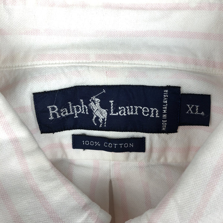 Ralph Lauren long sleeve button down striped shirt, men's XL size cotton white type Vintage Second Hand