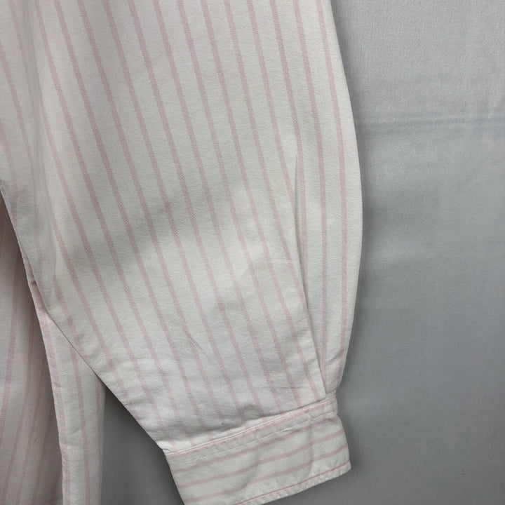 Ralph Lauren long sleeve button down striped shirt, men's XL size cotton white type Vintage Second Hand